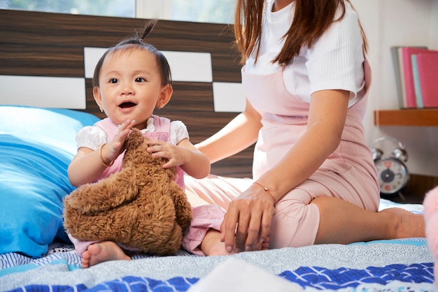 Girl playing with toy