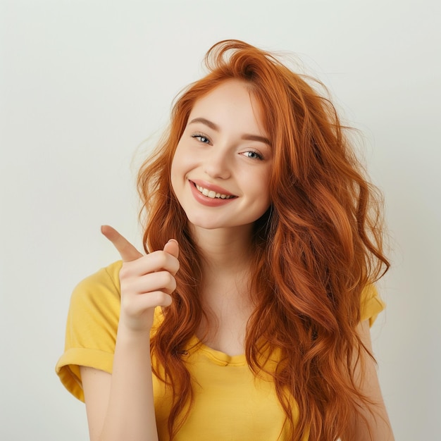 Photo girl pointing to space and happy women