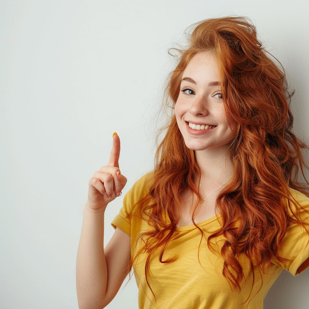 Photo girl pointing to space and happy women