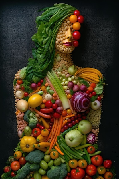 Girl Portrait Made form Fresh Healthy Vegetables