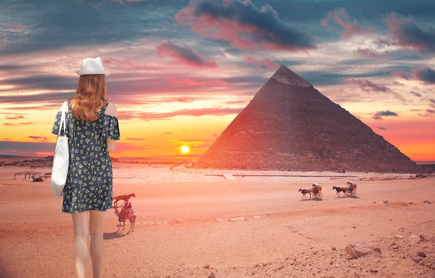 Girl at the pyramids