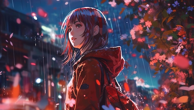 Photo a girl in the rain