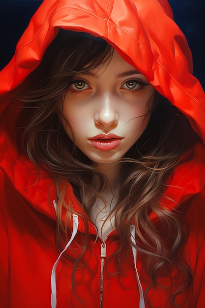 girl red hoodie stunning looks young talented woman female assassin