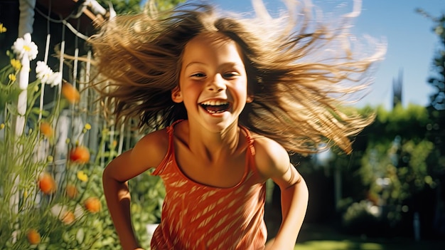 girl running happillly