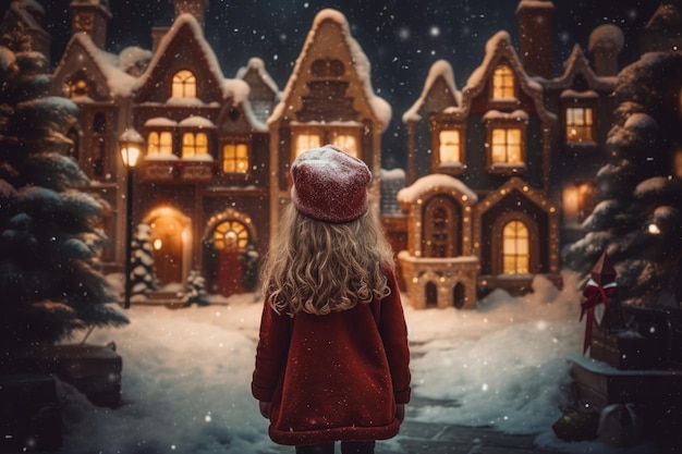 Girl santa claus house Generate Ai