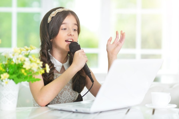 Girl singing karaoke