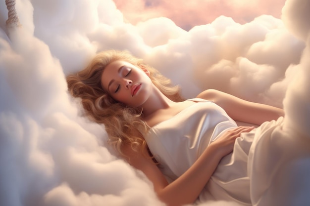 girl sleeping in cloud