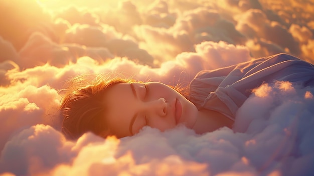 The girl sleeps in the clouds Dream generative ai