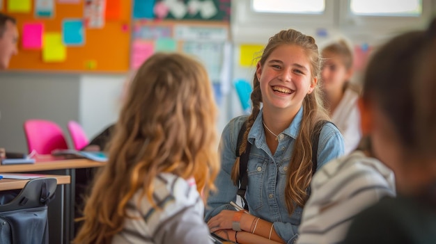 Photo a girl smiles with a smile that says  happy