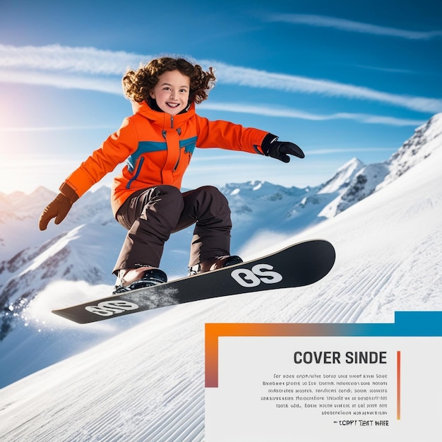 a girl on a snowboard that says cover of the album cover