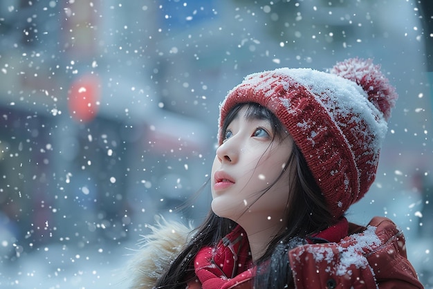 Girl in Snowy Guangzhou