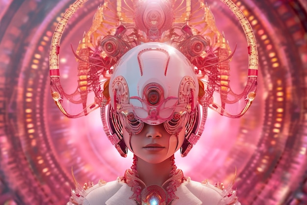 Girl in space pink suit fantastic image generative ai