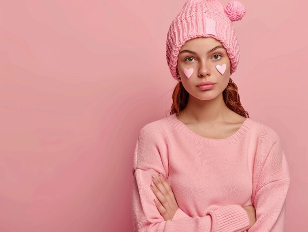 Photo a girl sporting breast cancer awareness attire