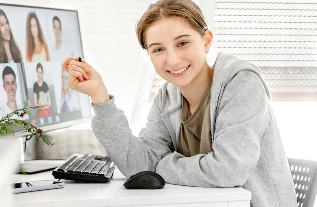 Girl studying at home