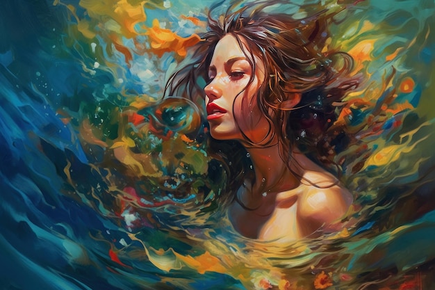 Girl stunning surrealistic oil painting of a girl generative AI