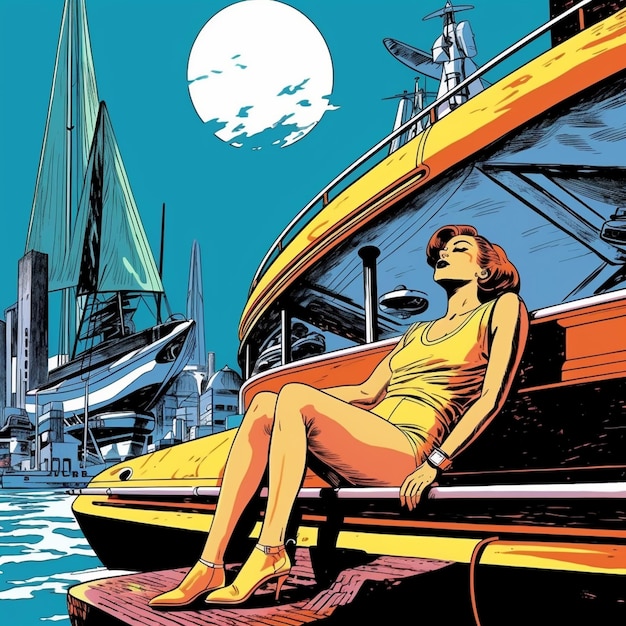 Girl sunbathing on a yatch