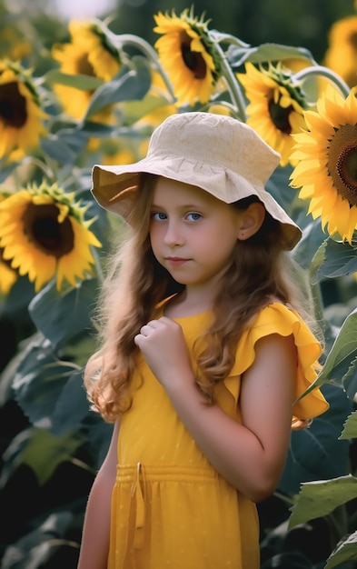 Girl in a sunflower field