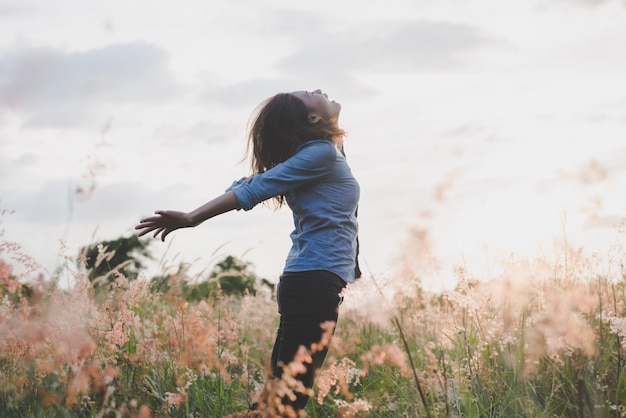 girl sunset young flower pretty