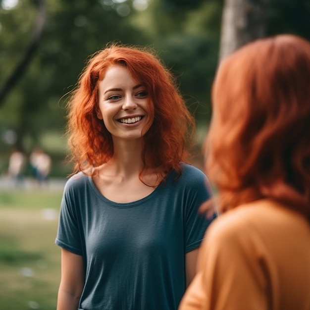 girl talking with another girl in the open environment with smiling faces