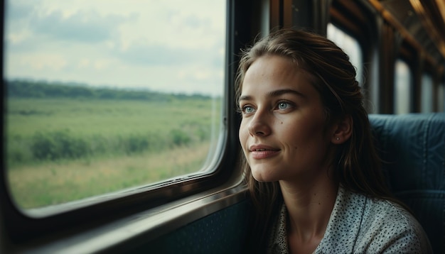 A Girl Traveling by Train Journey Travel concept