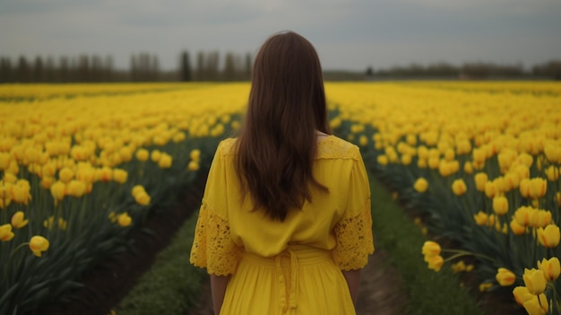 Girl in tulip field