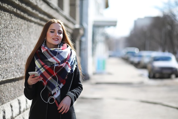 Girl on a walk in sunny weather