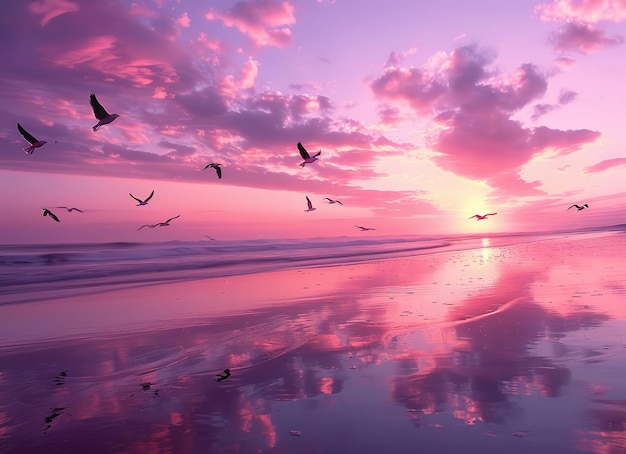 A girl walks along the beach in the evening perfect cloudy sky