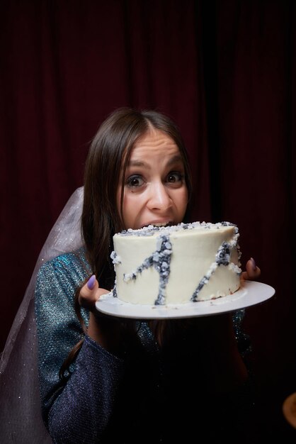 Girl wants to eat a whole cake