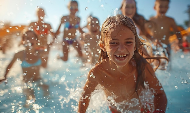 a girl in the water with bubbles