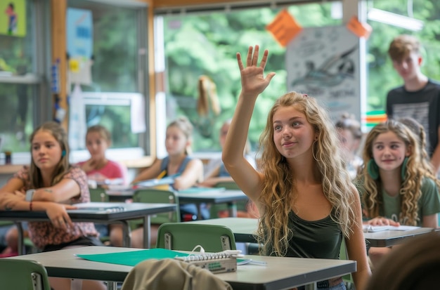 Photo a girl waving at a sign that says air force on it