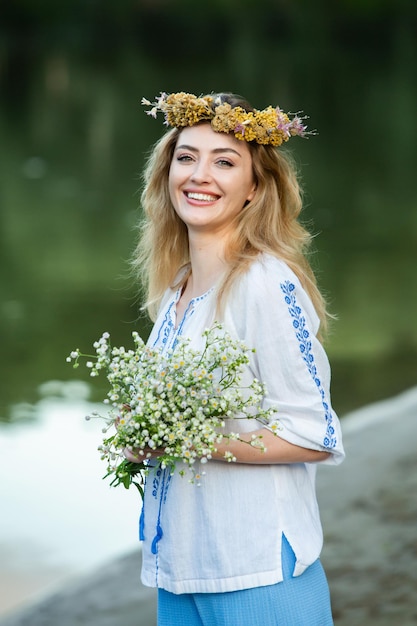 Girl Wear aTraditional Ukrainian Blouse