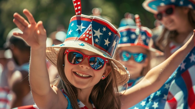 a girl wearing a hat that says usa on it