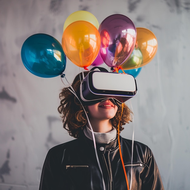 a girl wearing a pair of virtual reality glasses with the words quot goggles quot on it