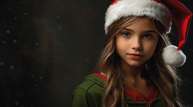 a girl wearing a santa hat