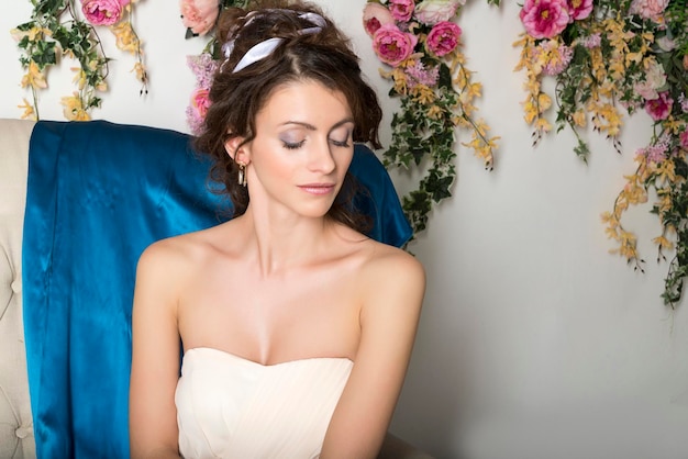 Girl in white dress closeup