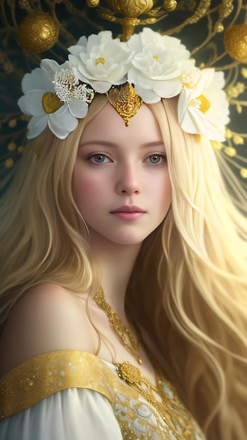 Girl in a white flower crown