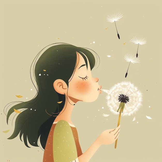 Photo the girl who blew dandelions