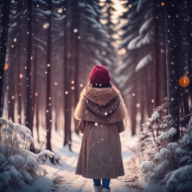 girl in winter forest