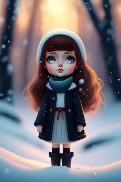 A girl in a winter wonderland