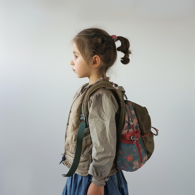 Photo a girl with a backpack that says  a  on it