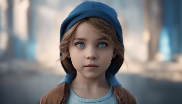 Girl with blue eyes Little girl Blue eyes Magical look Selective focus AI generated