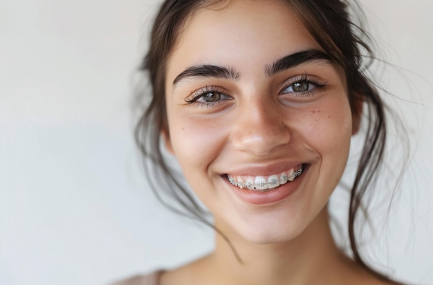 a girl with braces on her teeth