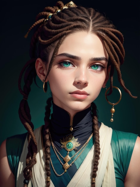 Girl with braids and blue eyes