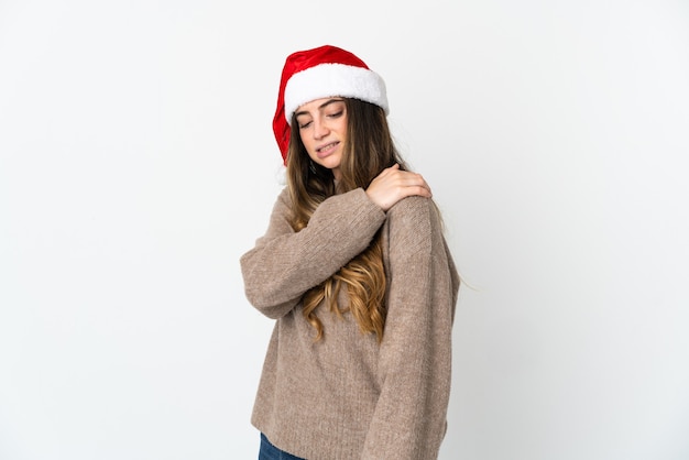 girl with christmas hat isolated on white background