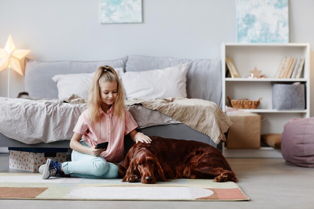 Girl with Dog at Home