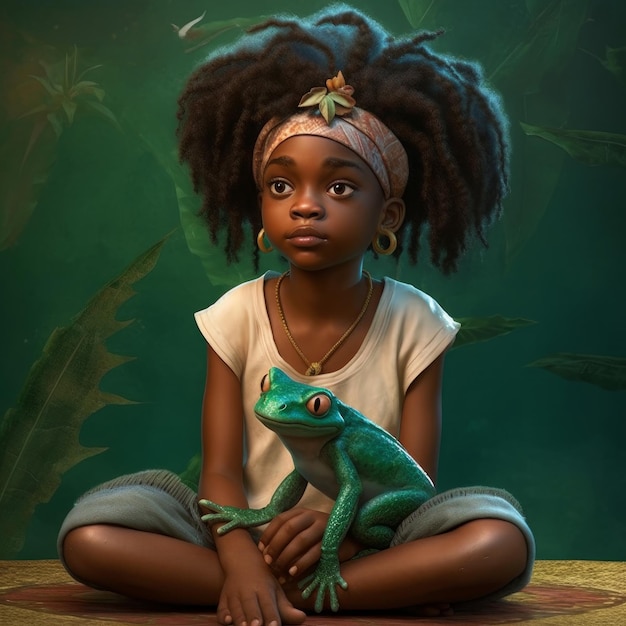 A girl with dreadlocks and a frog