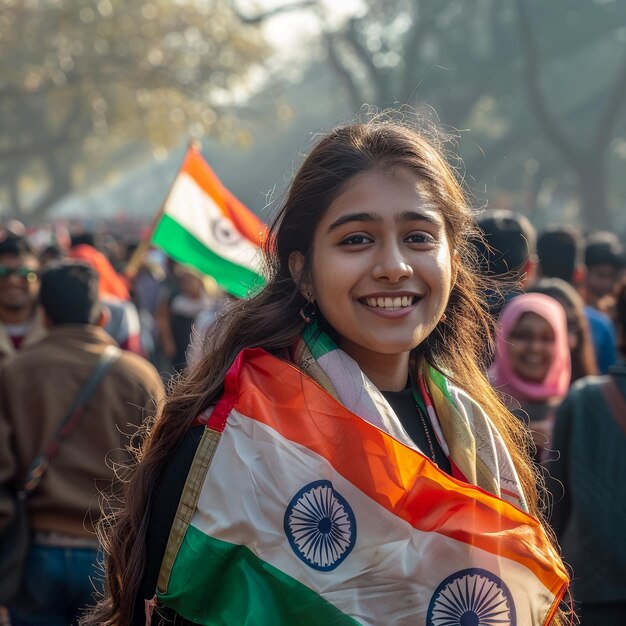 a girl with a flag that says quot india quot on it