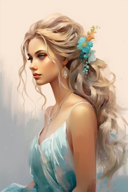 A girl with a flower in her hair