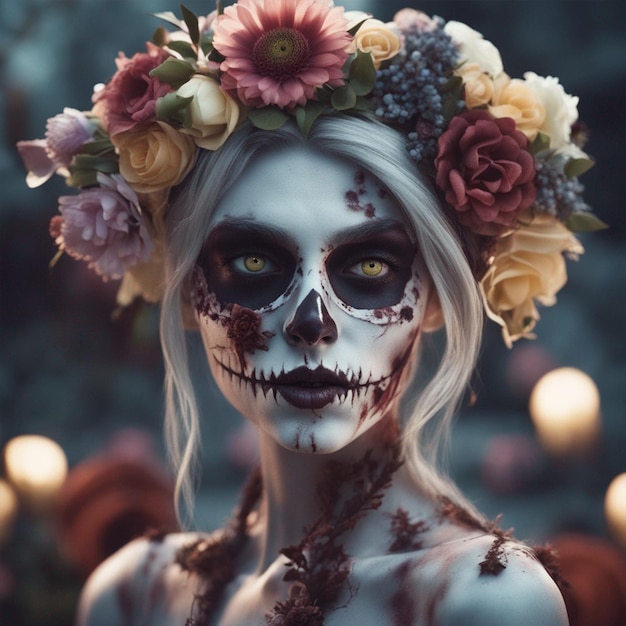 Girl with flowers in her hair on deadoftheday wallpaper