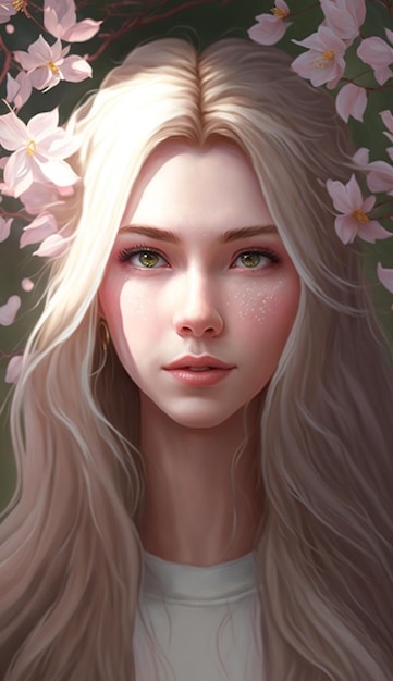 A girl with flowers in her hair